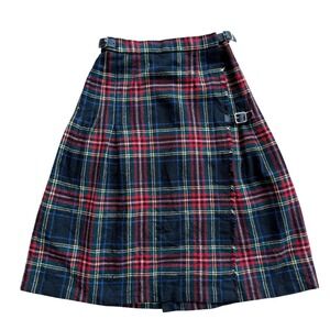 James Dalgliesh Scotland Wool Tartan Plaid Kilt Skirt Red Green Blue Vintage 12